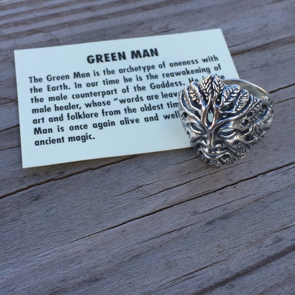 Green Man Ring .925 Sterling Silver Greenman made in USA - Picture 7 of 8